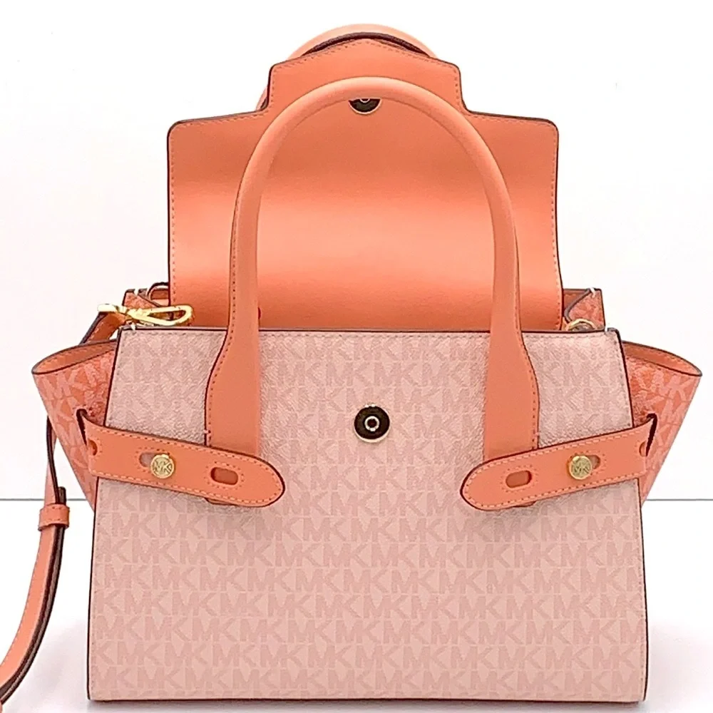 MICHAEL KORS Carmen Medium Color-Block Logo Satchel color Sherbert Multi